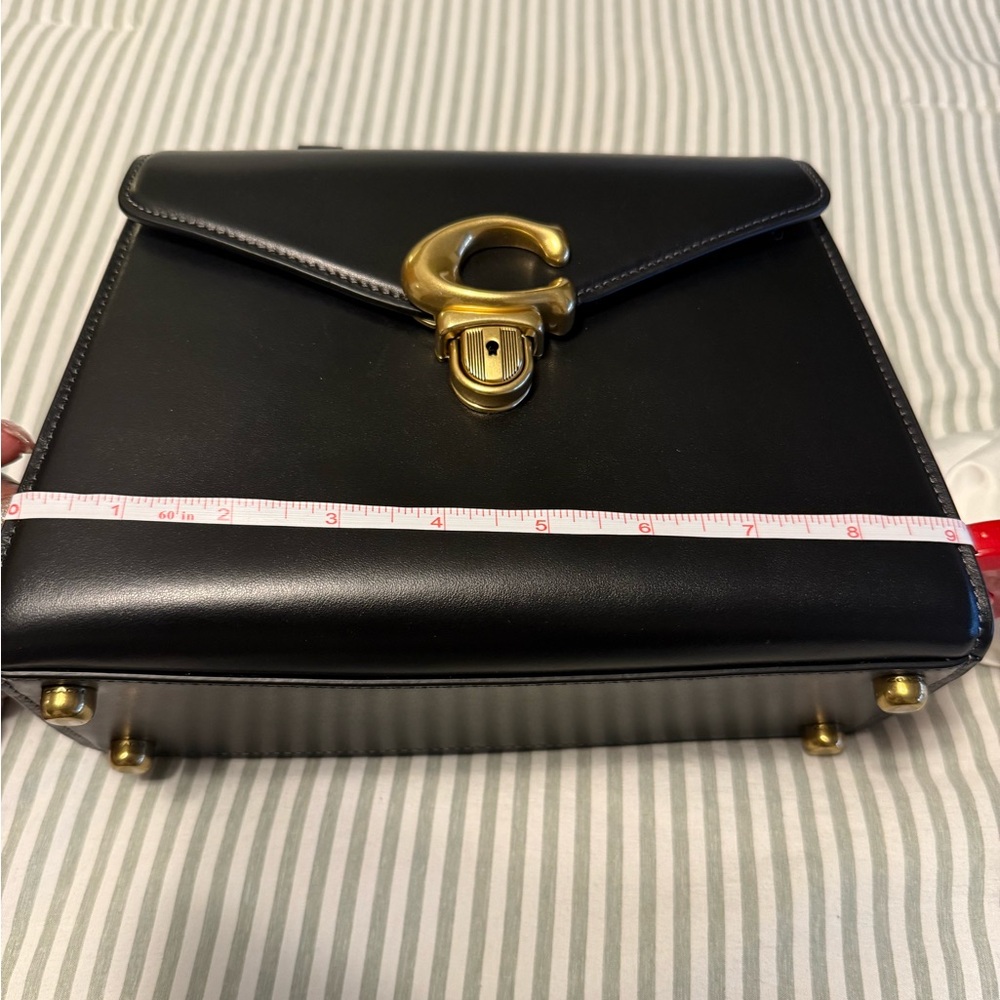 Coach Black Leather Handbag with Gold Accents - Picture 8 of 10